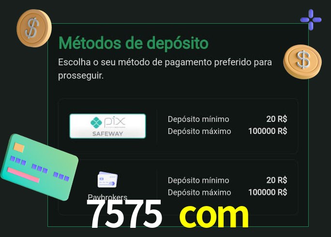 O cassino 7575 com oferece uma grande variedade de métodos de pagamento